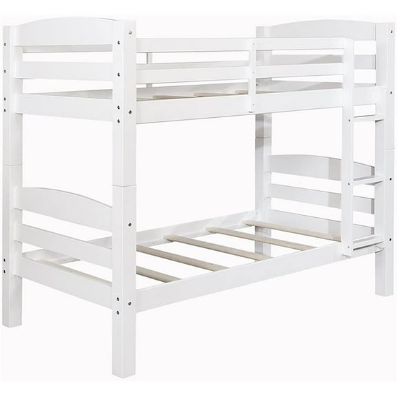 Bowery Hill Twin Over Twin Solid Wood Bunk Bed in White