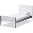 thumbnail image 1 of Bowery Hill Twin Slat Platform Bed in White and Gray, 1 of 6