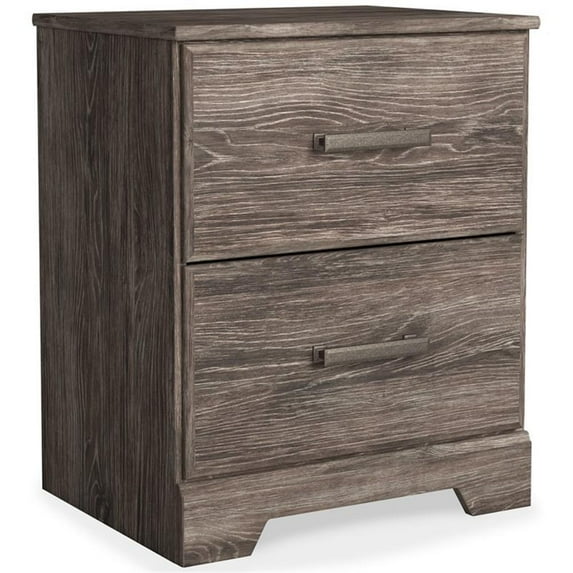 Bowery Hill Two Drawer Engineered Wood Night Stand in Gray
