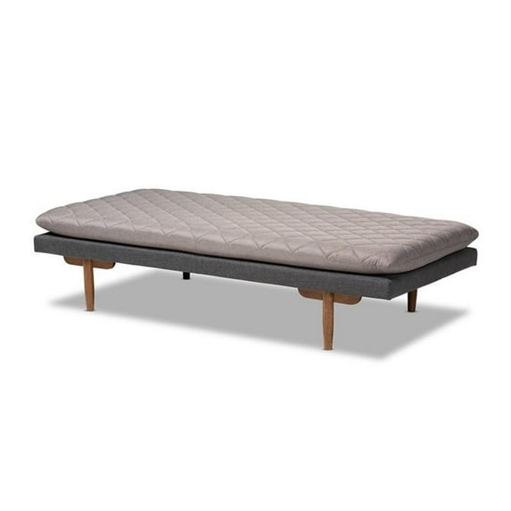 Bowery Hill Two-Tone Grey Upholstered Walnut Wood Daybed