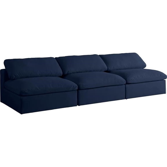 Bowery Hill Upholstered Deluxe Navy Linen Fabric Modular Armless Sofa