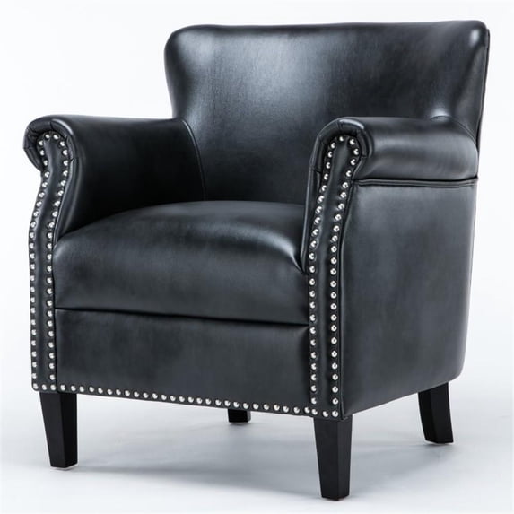 Bowery Hill Faux Leather Charcoal Club Chair Rectangular No Assembly Required