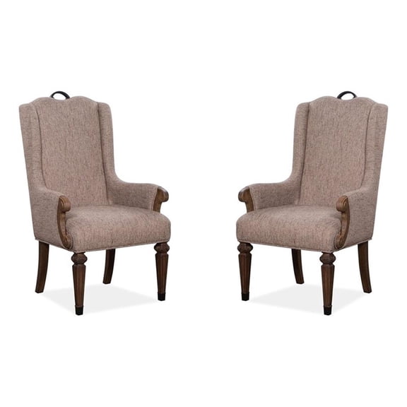 Bowery Hill Upholstered Host Chair 2-Pack in Willadeene Brown