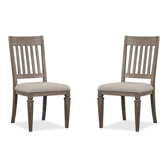 Bowery Hill Upholstered Side Chair 2 Pack in Dovetail Grey Pine