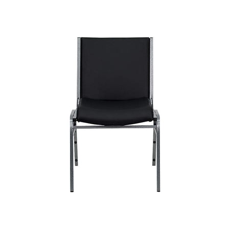 Bowery Hill Upholstered Stacking Chair in Black Vinyl