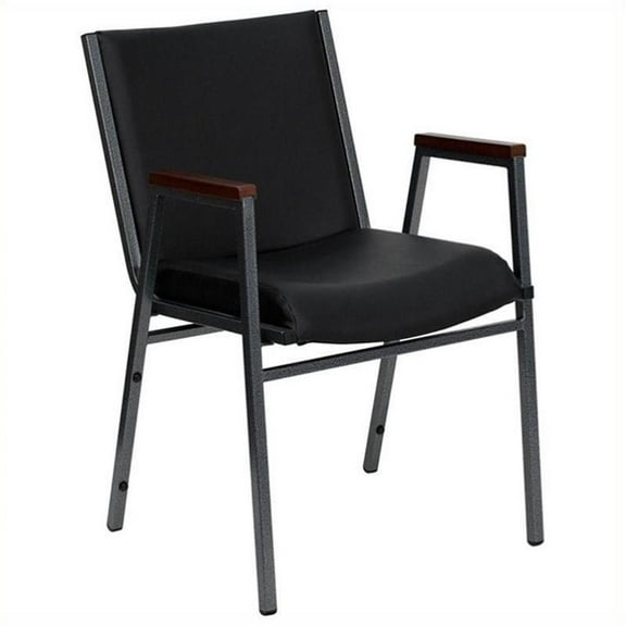 Bowery Hill Upholstered Stacking Chair in Black Vinyl