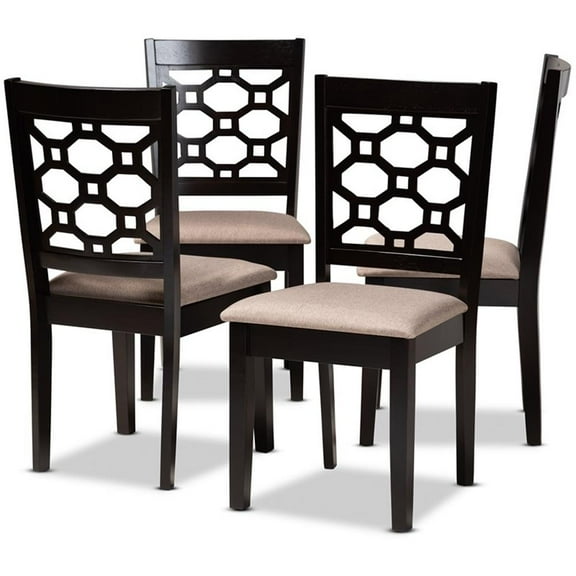 Bowery Hill Upholstered and Brown Finished Wood 4-Piece Dining Chair Set