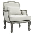 thumbnail image 1 of Bowery Hill Upholstery Chair with Pillow in Cream Linen Fabric and Brown, 1 of 7