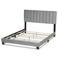 thumbnail image 1 of Bowery Hill Velvet King Size Panel Bed w/ Tufted Headboard in Gray/Black, 1 of 10