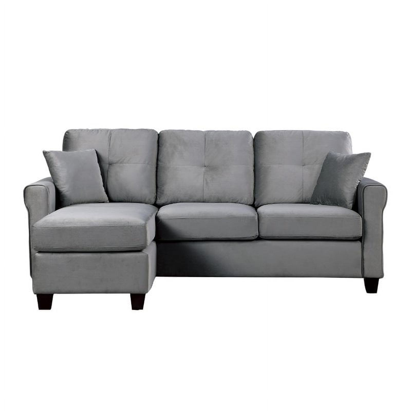 Bowery Hill Velvet Upholstered Reversible Sectional Sofa in Gray ...