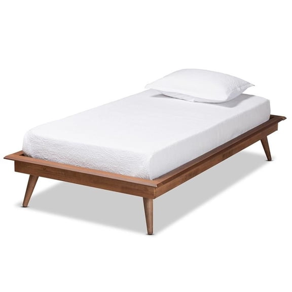Bowery Hill Walnut Brown Finished Wood Twin Size Platform Bed Frame