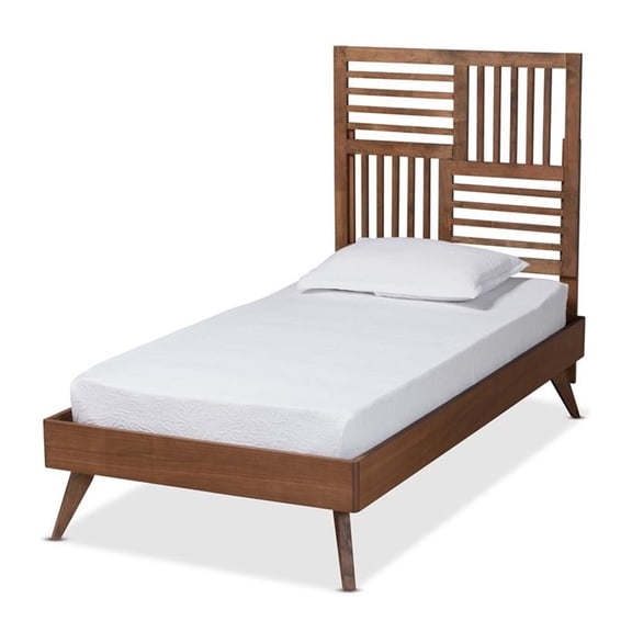 Bowery Hill Walnut Brown Finished Wood Twin Size Platform Bed