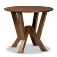 thumbnail image 1 of Bowery Hill Rubberwood Walnut Brown Dining Table Round Sculptural Base 35.4" Unassembled, 1 of 7