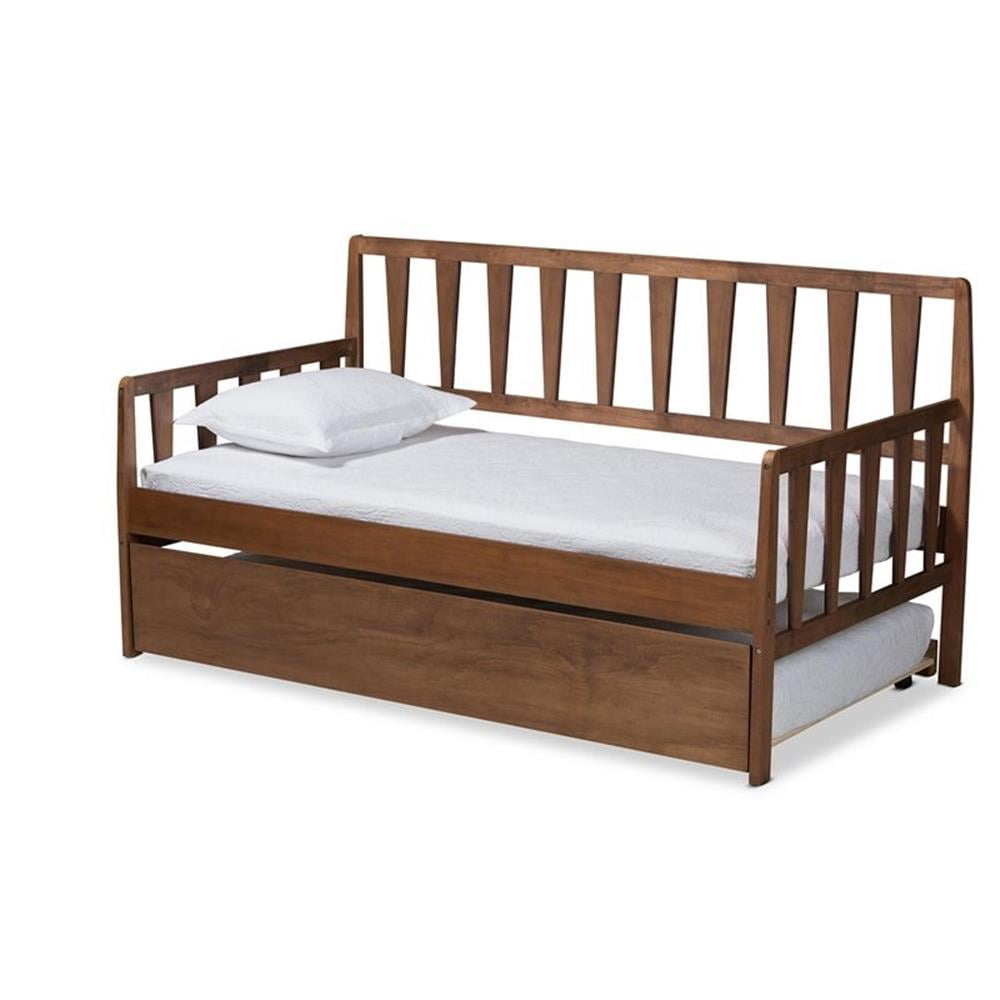 Twin size Louver White Wood Daybed with Roll-out Trundle Bed main image 1