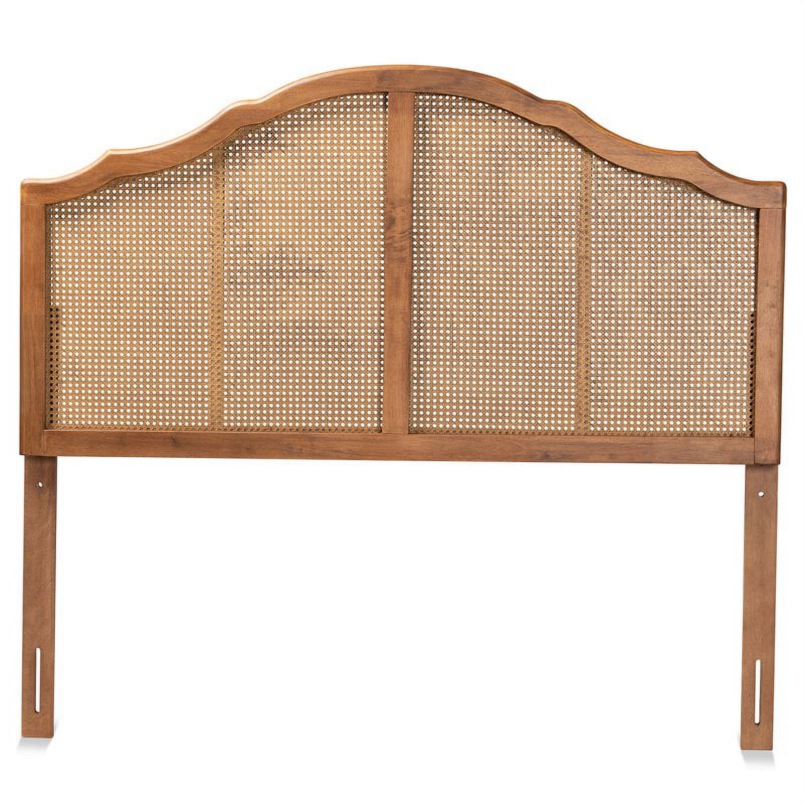 Bowery Hill Modern Rattan Full Size Arched Headboard in Walnut
