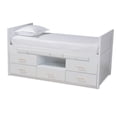 thumbnail image 1 of Bowery Hill White Finished Wood Twin Size Storage Bed with Pull-Out Desk, 1 of 11