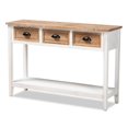 thumbnail image 1 of Bowery Hill White and Oak Brown Finished Wood 3-Drawer Console Table, 1 of 8