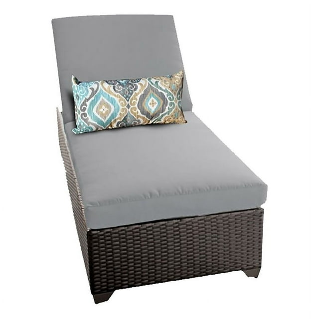 Bowery Hill Wicker/Fabric Patio Chaise Lounge in Gray/Espresso