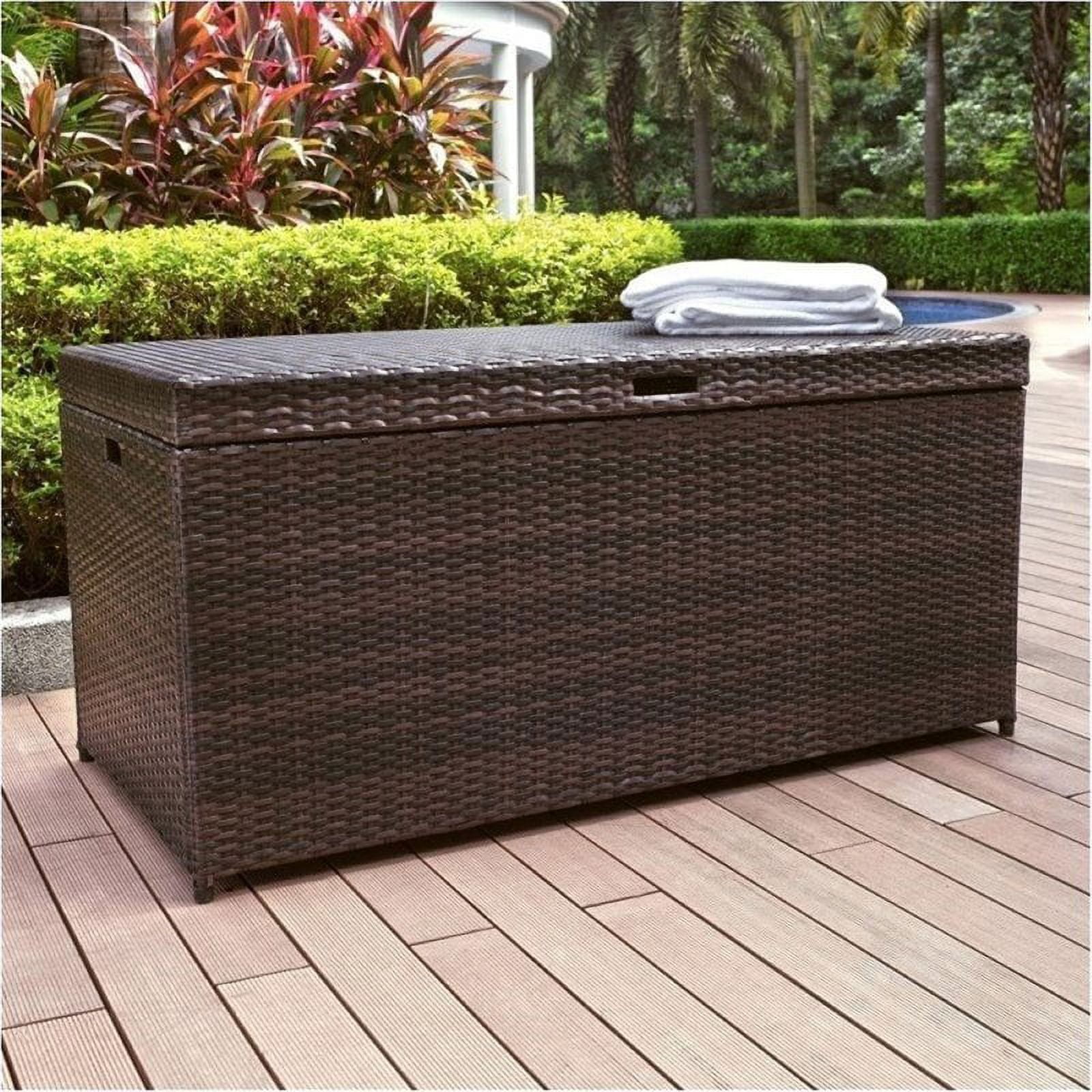 Palm Harbor Luxurious Wicker Outdoor Storage Bin, 190 Gallon, Brown