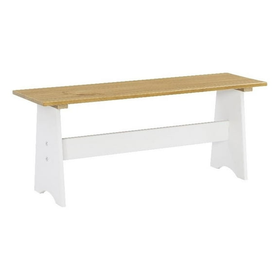 Bowery Hill Wood 2 Tone Large Backless Bench in Honey and White