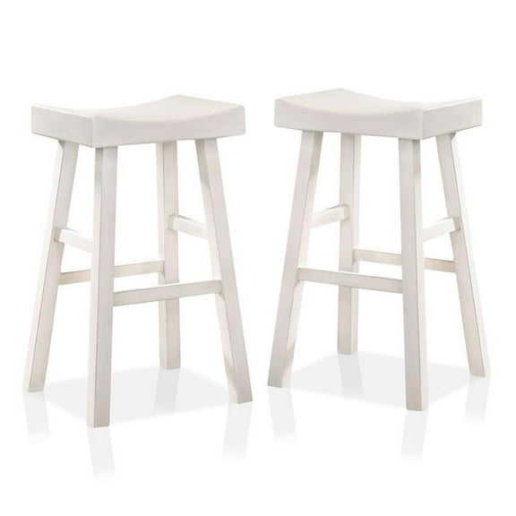 Bowery Hill Wood 29-Inch Saddle Stool in White (Set of 2) Finish