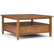 Bowery Hill Wood 36 Square Transitional Coffee Table in Light Golden Brown