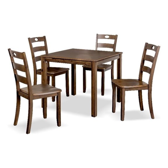 Bowery Hill Wood 5-Piece Dining Table Set in Walnut