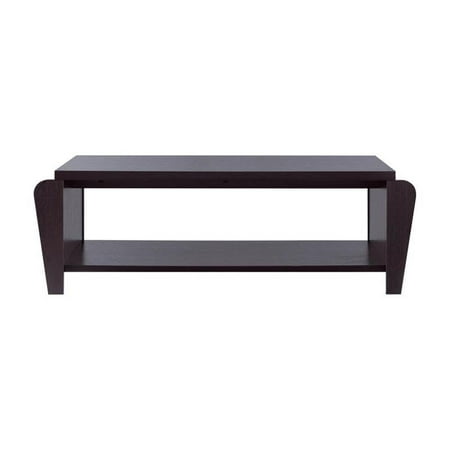Bowery Hill Wood Coffee Table with Magazine Rack in Cappuccino