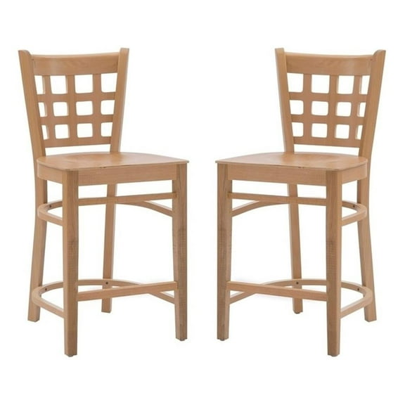 Bowery Hill Wood Commercial Grade Set of Two Counter Stools in Natural