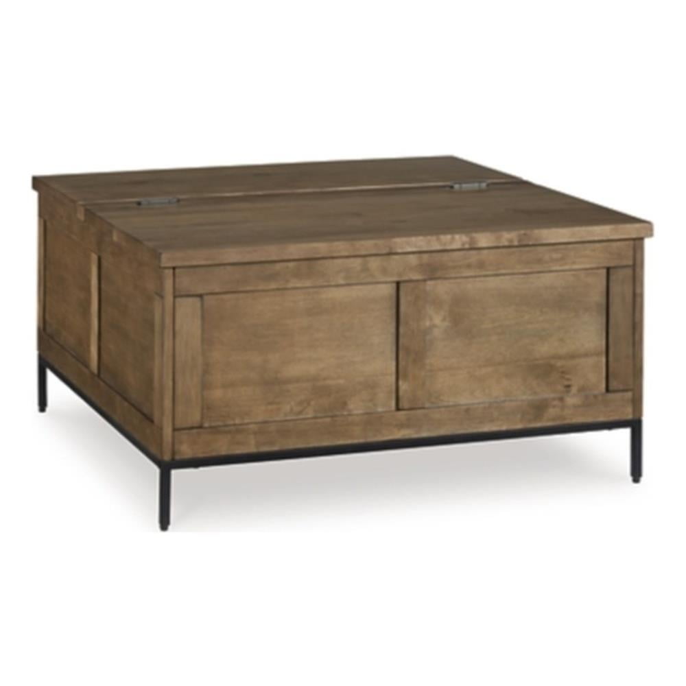 Contemporary Black and Brown Square Lift-Top Coffee Table with Storage