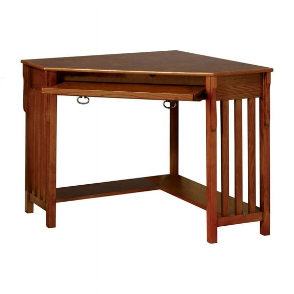Bowery Hill Wood Corner Computer Desk in Medium Oak