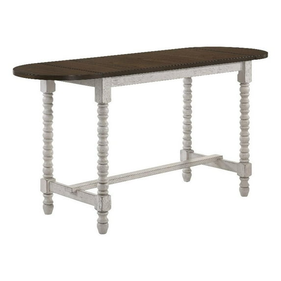 Bowery Hill Wood Counter Height Table With Drop Leaf in Walnut
