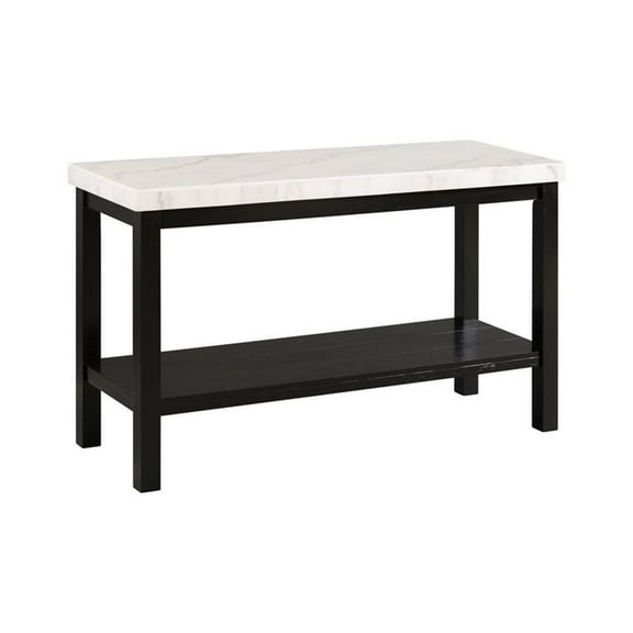 Bowery Hill Wood Frame & Marble Top Console Table-White/Black