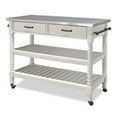 thumbnail image 1 of Bowery Hill Wood Kitchen Cart with Stainless Steel Top in Off White, 1 of 11