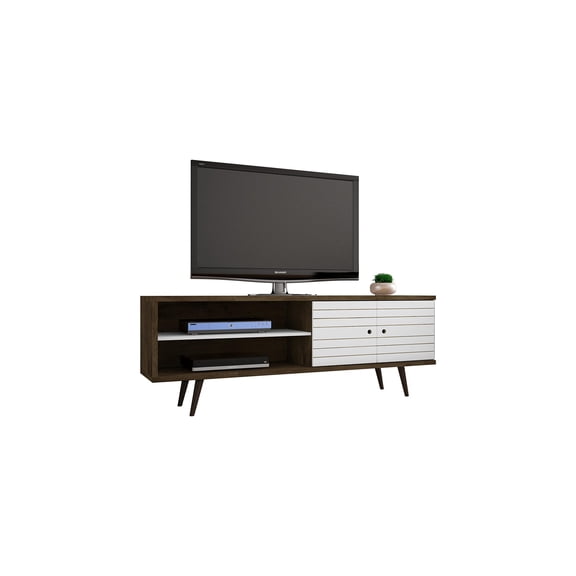 Bowery Hill Wood TV Stand for TVs up to 60" in Rustic Brown/White