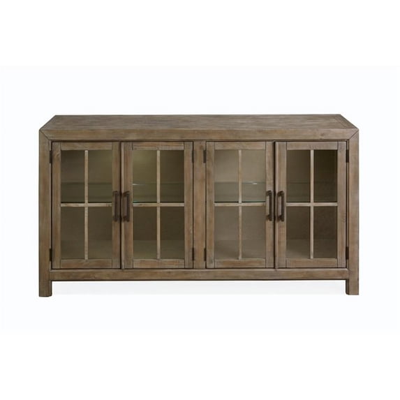 Bowery Hill Wood Traditional Buffet Curio Cabinet in Gray Finish