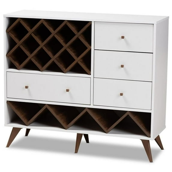 Bowery Hill Wood Wine Cabinet in White and Walnut