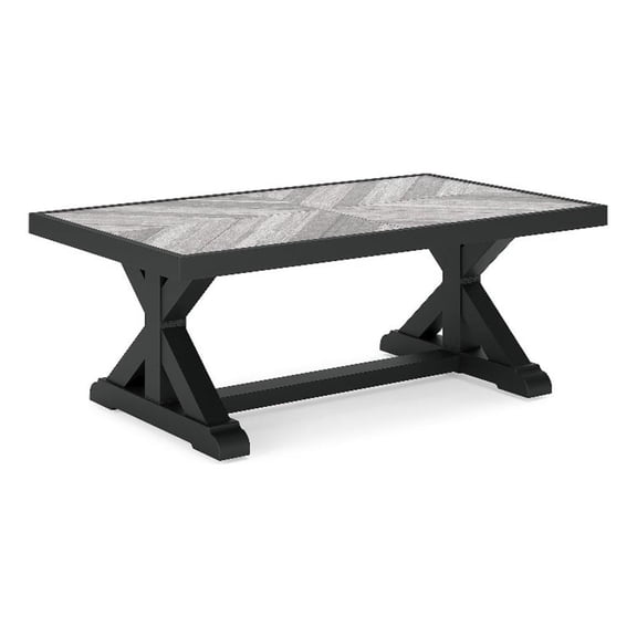 Bowery Hill X-Leg Outdoor Coffee Table with Porcelain Tile Top