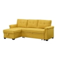 thumbnail image 1 of Bowery Hill Yellow Linen Fabric Reversible Sleeper Sectional Sofa with Storage, 1 of 12