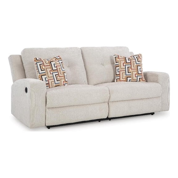Bowery Hill Zero-Wall Reclining Sofa with Accent Pillows in Stone