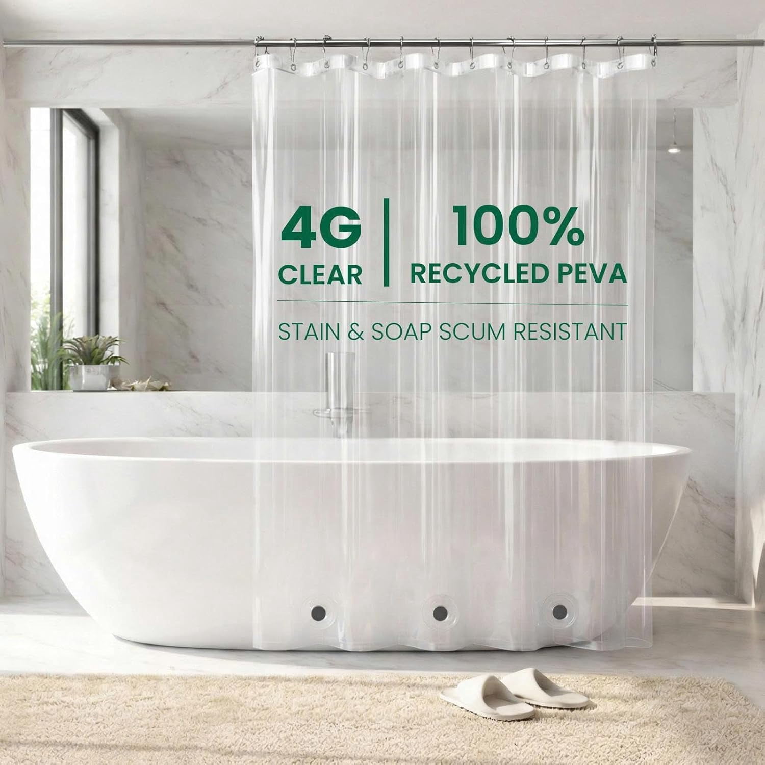 Bowery Home NOT Made in China Eco-Friendly Recycled PEVA Shower Curtain