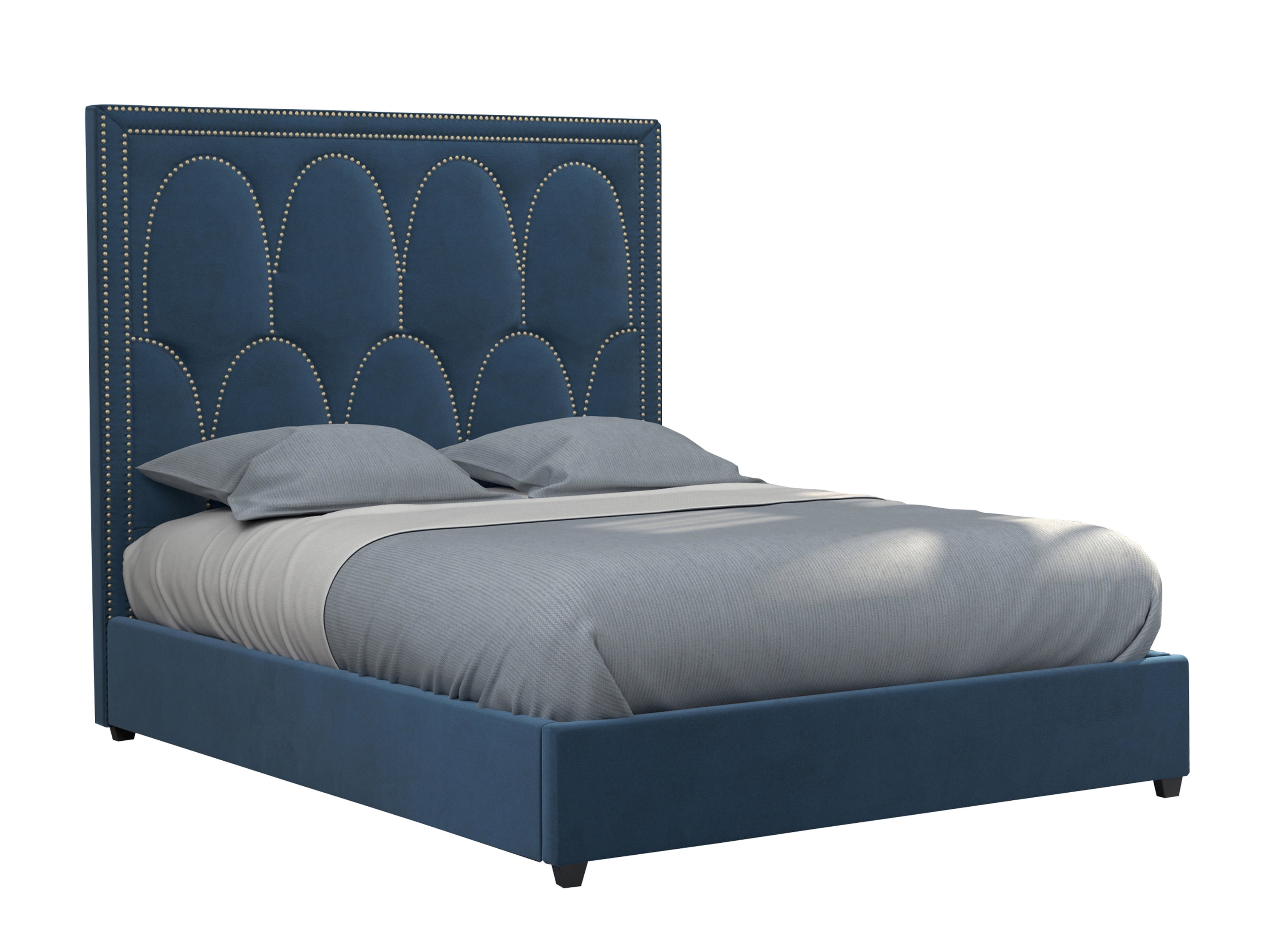 Bowfield Eastern King Velvet Upholstered Bed Blue