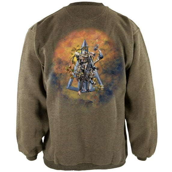 Bowhunter Broadhead Henley Mens Pullover Sweatshirt Green MD