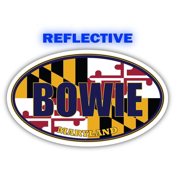 Bowie City Maryland State Flag | MD Flag Prince George's County Oval State Colors Reflective Sticker Car Decal 3x5 inches