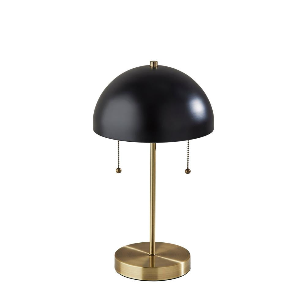 Vintage Dual-Pull Chain Black & Antique Brass Desk Lamp