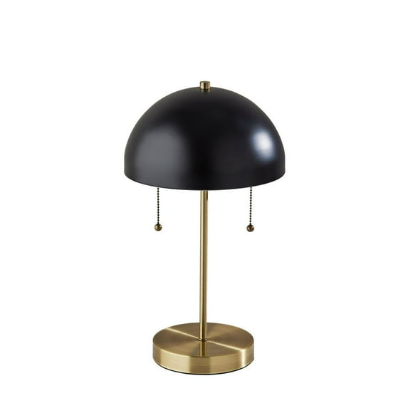 Adesso Bowie Table Lamp, Antique Brass & Black, Eletronic, Painted Black Metal Shade