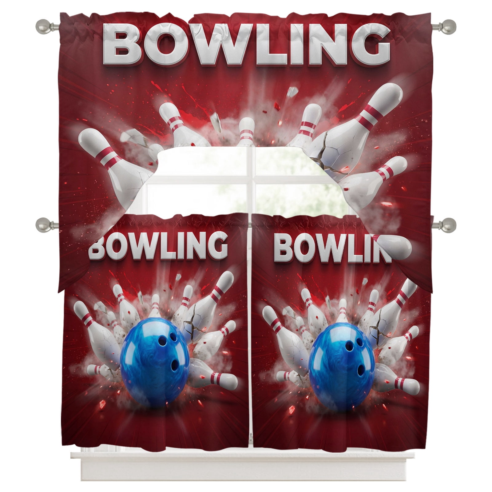 Bowing Kitchen Curtains Swag Valance and Tier Curtains Set 24 Inch ...