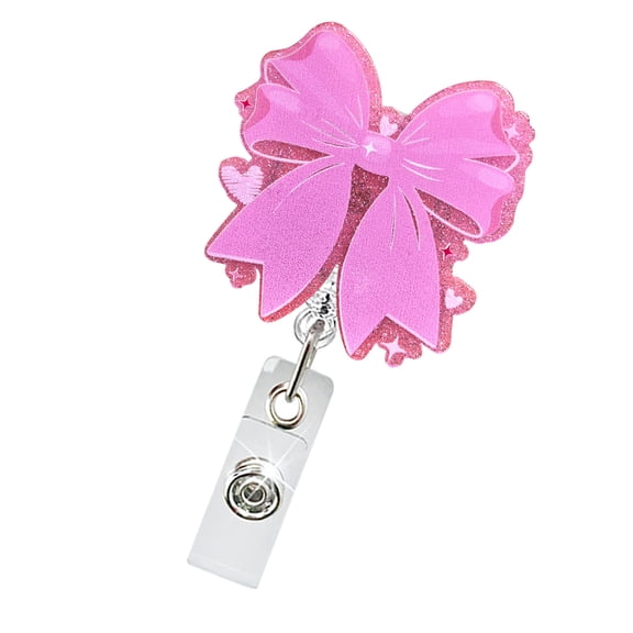 Bowknot Badges Holder Retractable Badges Reel Badges Reel Holder with Metal Pocket Clip for Nurse Doctor Student Teacher