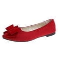 thumbnail image 1 of Bowknot Ballet Flats Womens Pointy Toe Casual Flat Shoes Suede Dress Shoes Wear to Work Slip On Flats Shoes, 1 of 3
