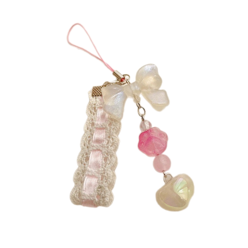 Bowknot Bear Heart Pendant Phone Straps Lanyard Fashion Pocket Keychain